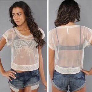 Free People The Vicki Embroidered Sheer Boho Top